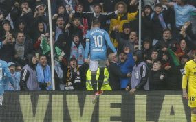 Iago Aspas celebra un gol con el Celta.