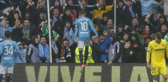 Iago Aspas celebra un gol con el Celta.