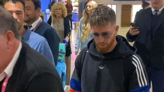 Muniain a su llegada a Buenos Aires.