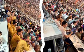 Los siete analistas del FC Barcelona y los dos del Real Madrid en La Cartuja.