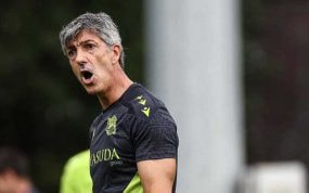 Imanol Alguacil, en un entrenamiento reciente en Zubieta.
