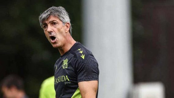 Imanol Alguacil, en un entrenamiento reciente en Zubieta.