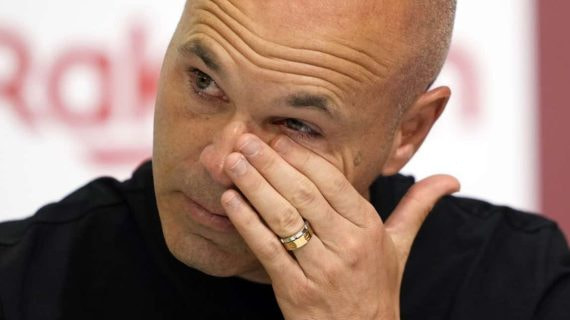 Andrés Iniesta, durante su despedida con el Vissel Kobe.