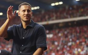 Eden Hazard, durante el homenaje que le brindó su selección.