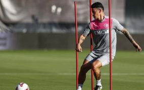 James durante un entrenamiento en la ciudad deportiva del Rayo.