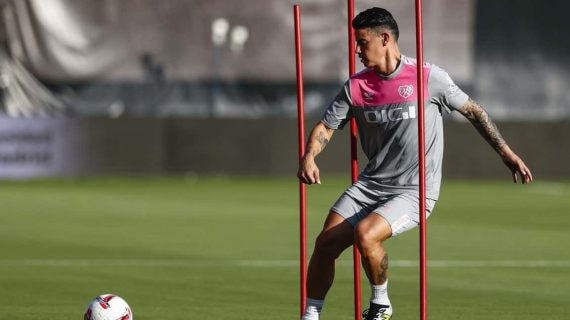 James durante un entrenamiento en la ciudad deportiva del Rayo.