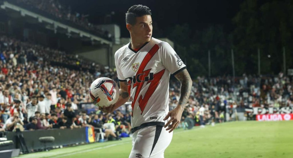 James Rodríguez, en Vallecas, en el partido de esta temporada frente a Osasuna.
