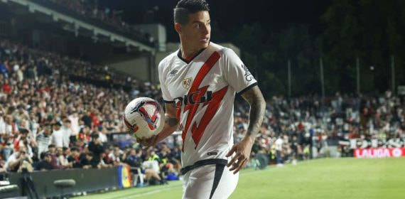 James Rodríguez, en Vallecas, en el partido de esta temporada frente a Osasuna.
