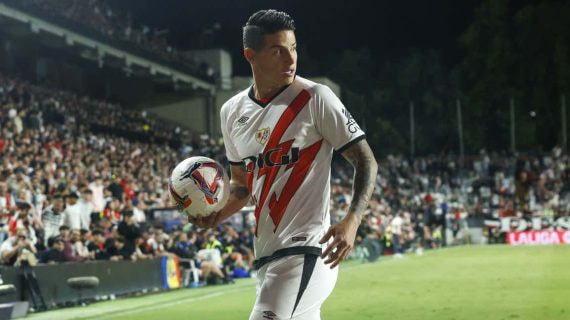 James Rodríguez, en Vallecas, en el partido de esta temporada frente a Osasuna.