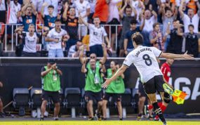 Javi Guerra tras su gol al Atleti.