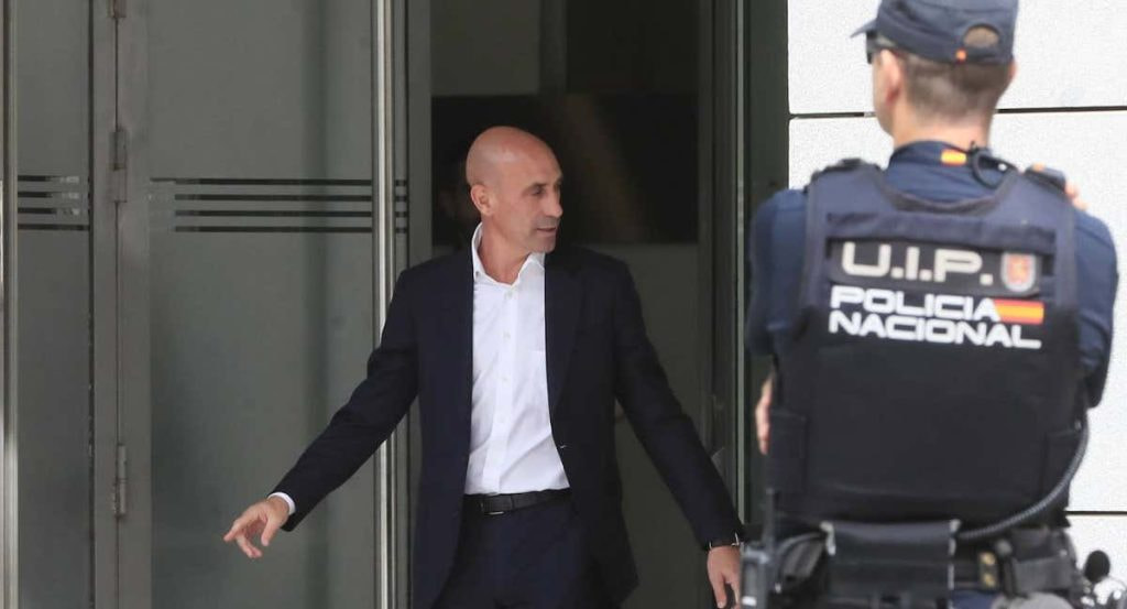 Luis Rubiales, durante su declaración en la fase de instrucción en la Audiencia Nacional.