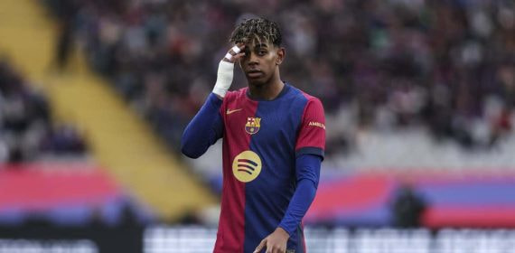 Lamine Yamal, durante un partido del Barça.