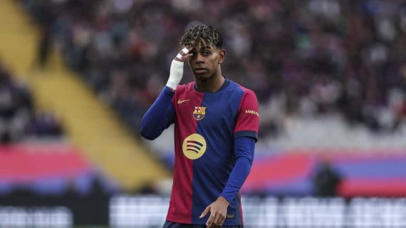 Lamine Yamal, durante un partido del Barça.