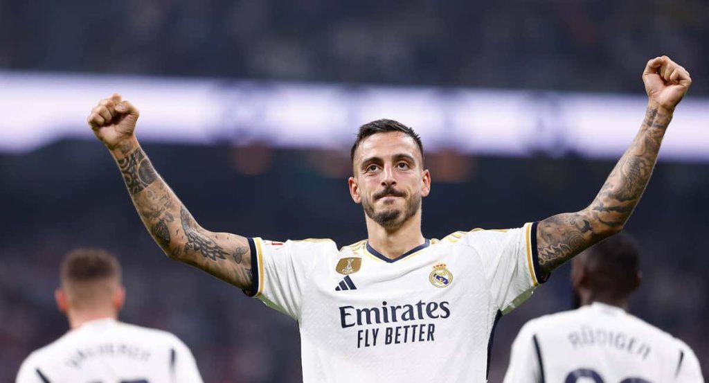 Joselu, celebrando un gol con el Real Madrid.