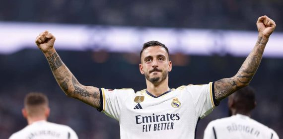 Joselu, celebrando un gol con el Real Madrid.