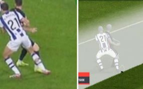 Robert Lewandowski parece que está menos por detrás de todos los defensores de la Real Sociedad.