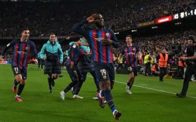 Kessié celebra el gol que marcó en el Clásico.