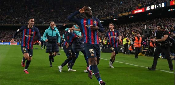 Kessié celebra el gol que marcó en el Clásico.