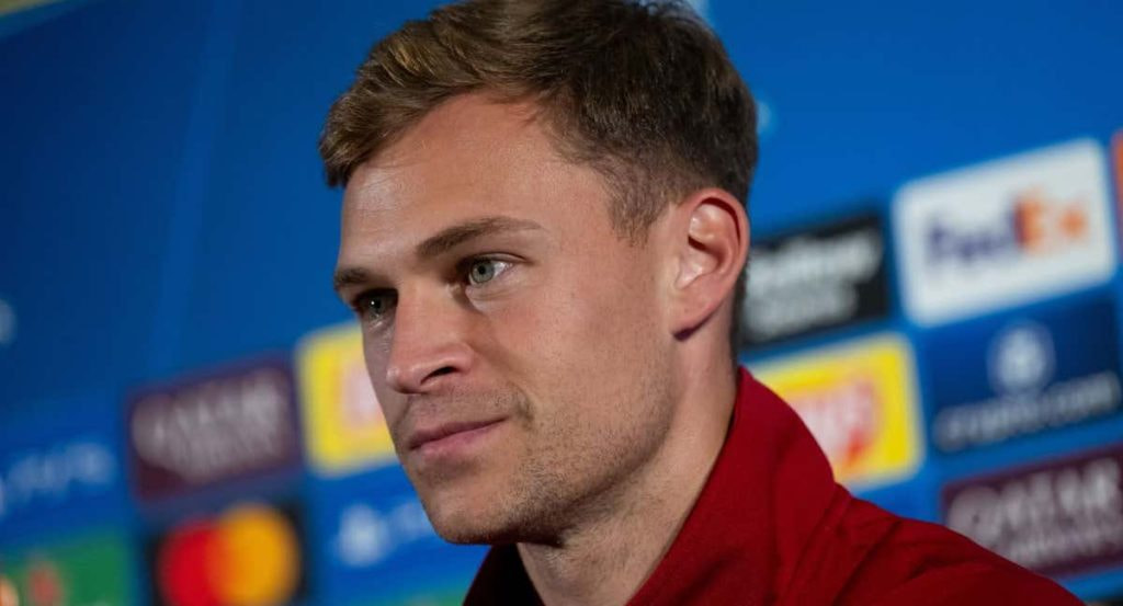 Kimmich, en la sala de prensa en Barcelona este martes antes de medirse al Barcelona.
