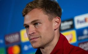 Kimmich, en la sala de prensa en Barcelona este martes antes de medirse al Barcelona.