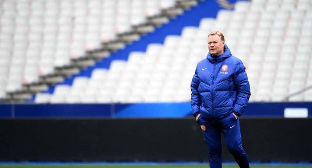 Ronald Koeman, en un entrenamiento de Países Bajos.