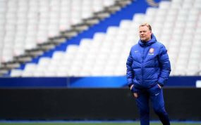 Ronald Koeman, en un entrenamiento de Países Bajos.
