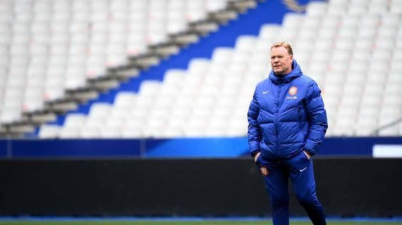 Ronald Koeman, en un entrenamiento de Países Bajos.