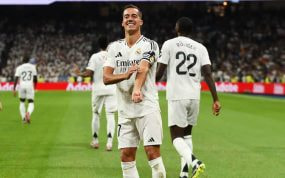 Lucas Vázquez, jugador y capitán del Real Madrid, celebra un gol.