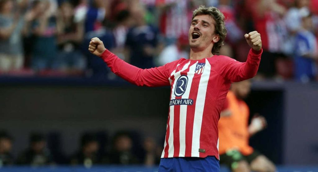 Griezmann celebra uno de sus goles al Girona.