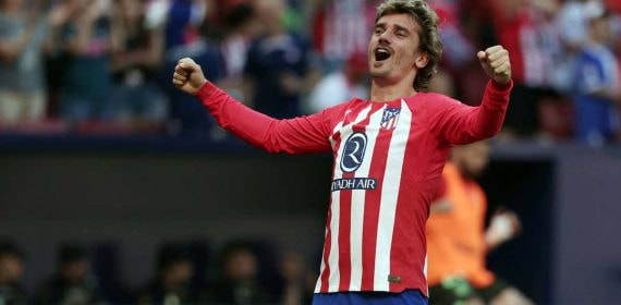 Griezmann celebra uno de sus goles al Girona.