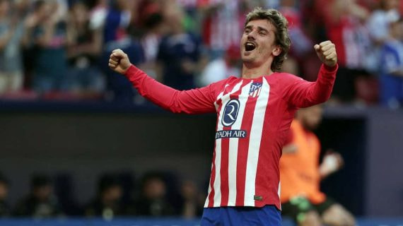 Griezmann celebra uno de sus goles al Girona.