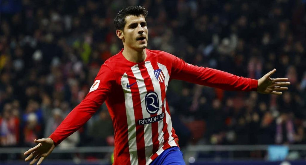 Álvaro Morata celebrando un gol en el Metropolitano.