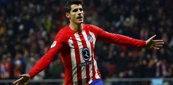 Álvaro Morata celebrando un gol en el Metropolitano.