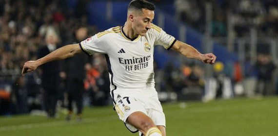 Lucas Vázquez, durante el Getafe-Real Madrid.