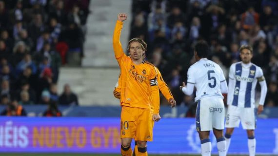 Modric celebra su gol al Leganés.