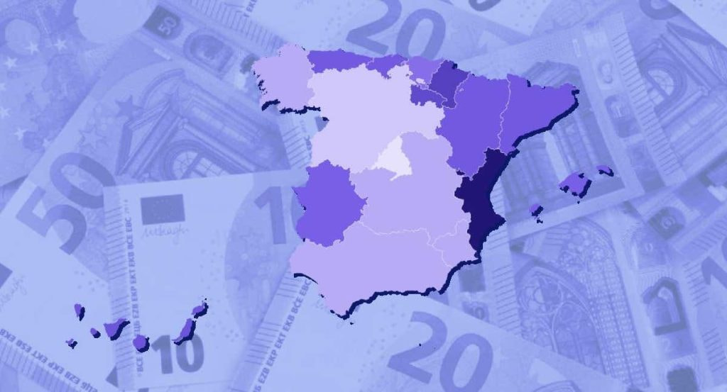 El mapa de la fiscalidad por autonomía a partir del porcentaje del IRPF aplicado a los que más ganan en cada autonomía.