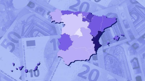 El mapa de la fiscalidad por autonomía a partir del porcentaje del IRPF aplicado a los que más ganan en cada autonomía.