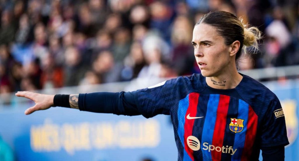 Mapi León, jugadora del Barça, durante un partido esta temporada.
