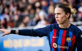 Mapi León, jugadora del Barça, durante un partido esta temporada.