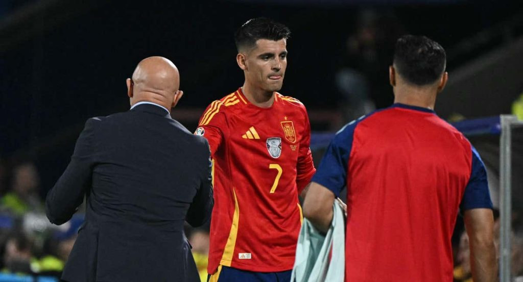 Morata, durante el partido contra Georgia.