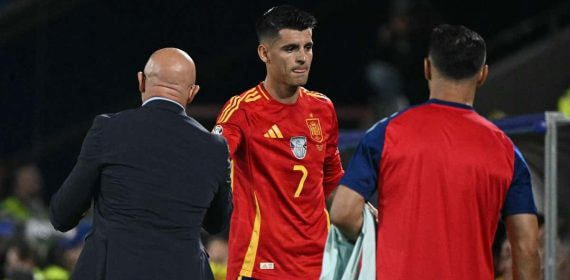 Morata, durante el partido contra Georgia.