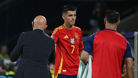 Morata, durante el partido contra Georgia.