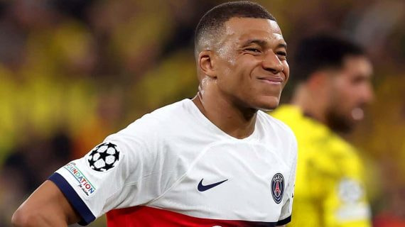 Kylian Mbappé, en el partido de ida de las semifinales de Champions disputado en Dortmund.