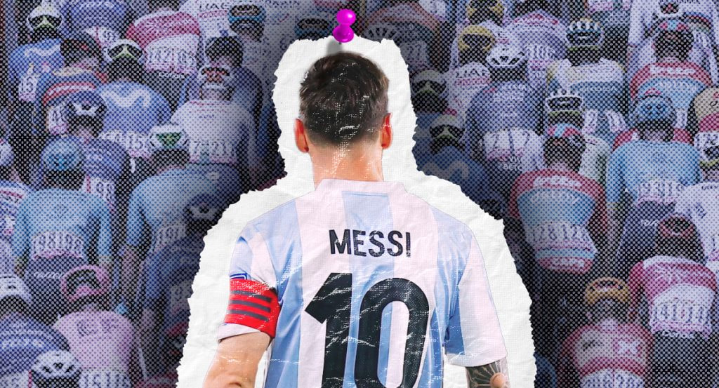 Messi, ante el pelotón del Tour de Francia.