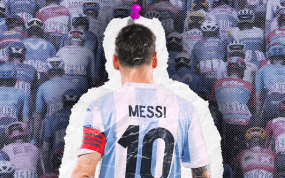 Messi, ante el pelotón del Tour de Francia.