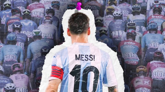 Messi, ante el pelotón del Tour de Francia.