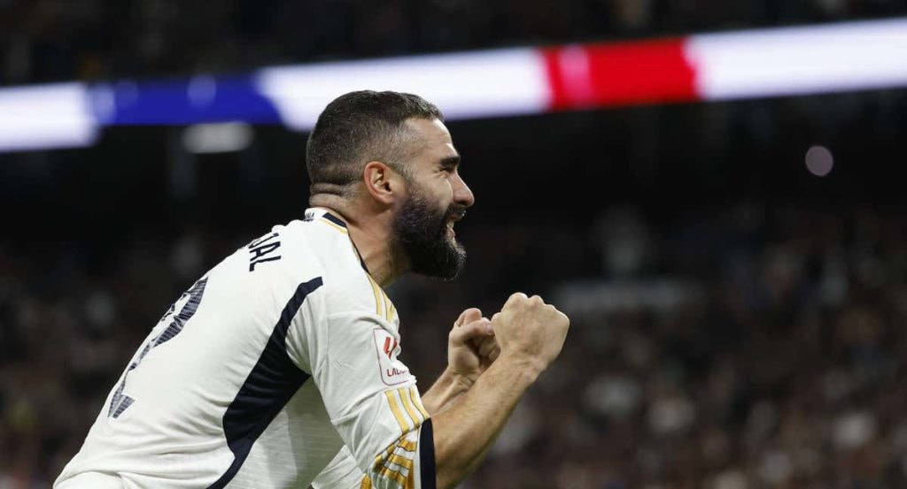 Carvajal, en un partido con el Real Madrid.