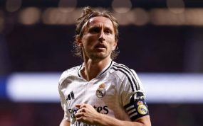 Modric, durante el partido ante el Atlético, donde fue titular.
