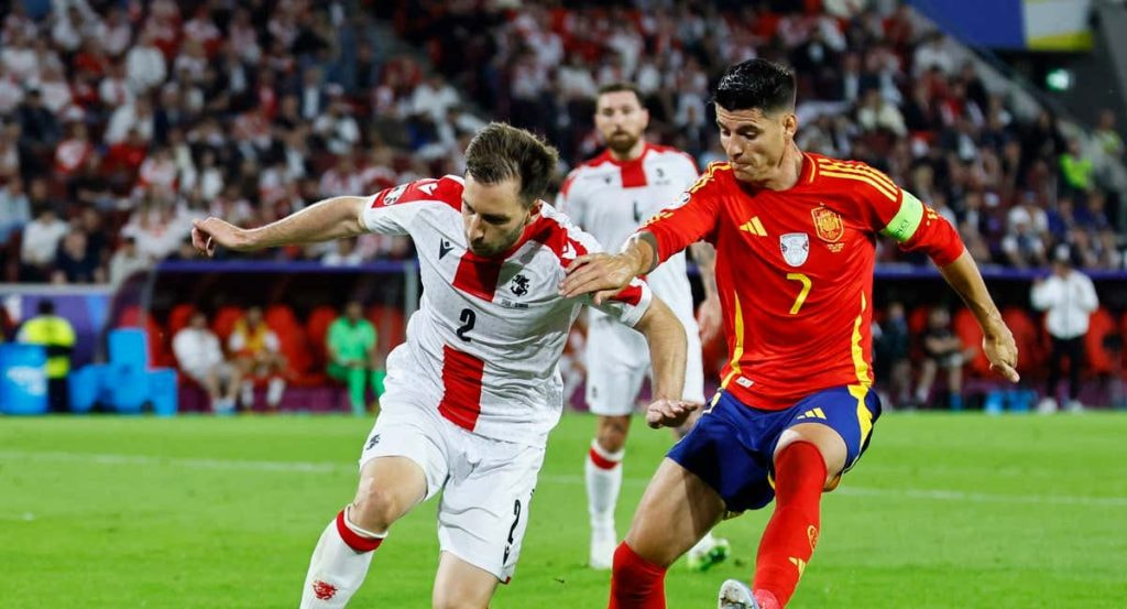 Álvaro Morata durante el partido de octavos de final contra Georgia.