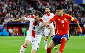 Álvaro Morata durante el partido de octavos de final contra Georgia.